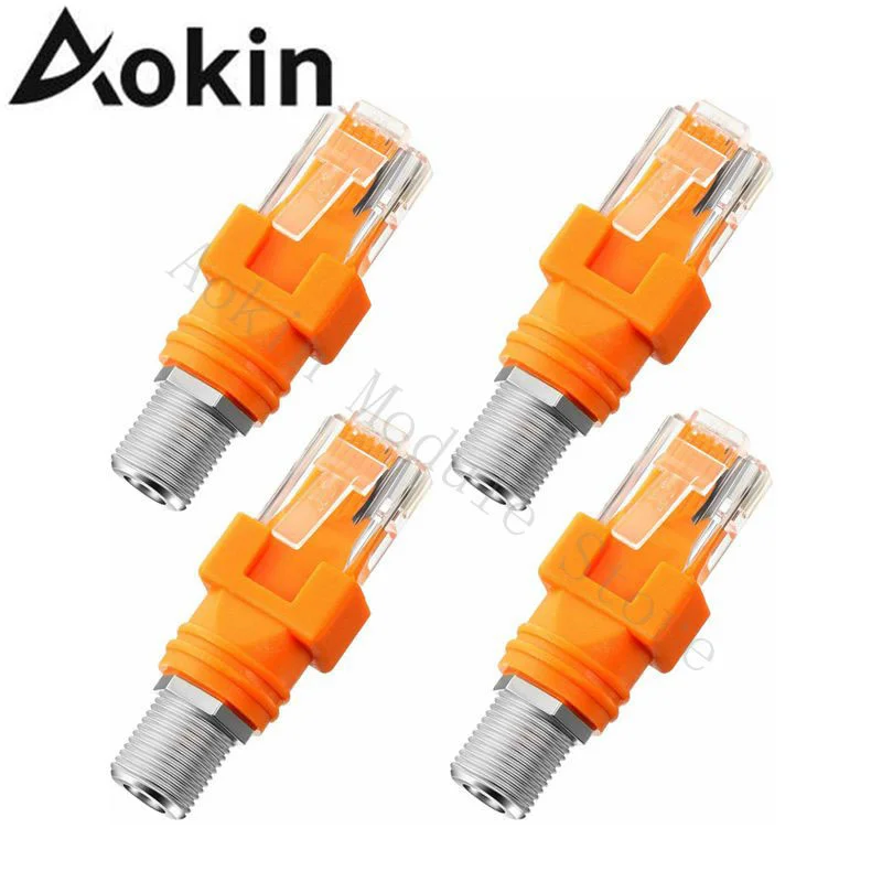 4Pcs F-Type Connector RF Female To RJ45 Male Coaxial Barrel Coupler Adapter Coax Adapter RJ45 To RF Connector