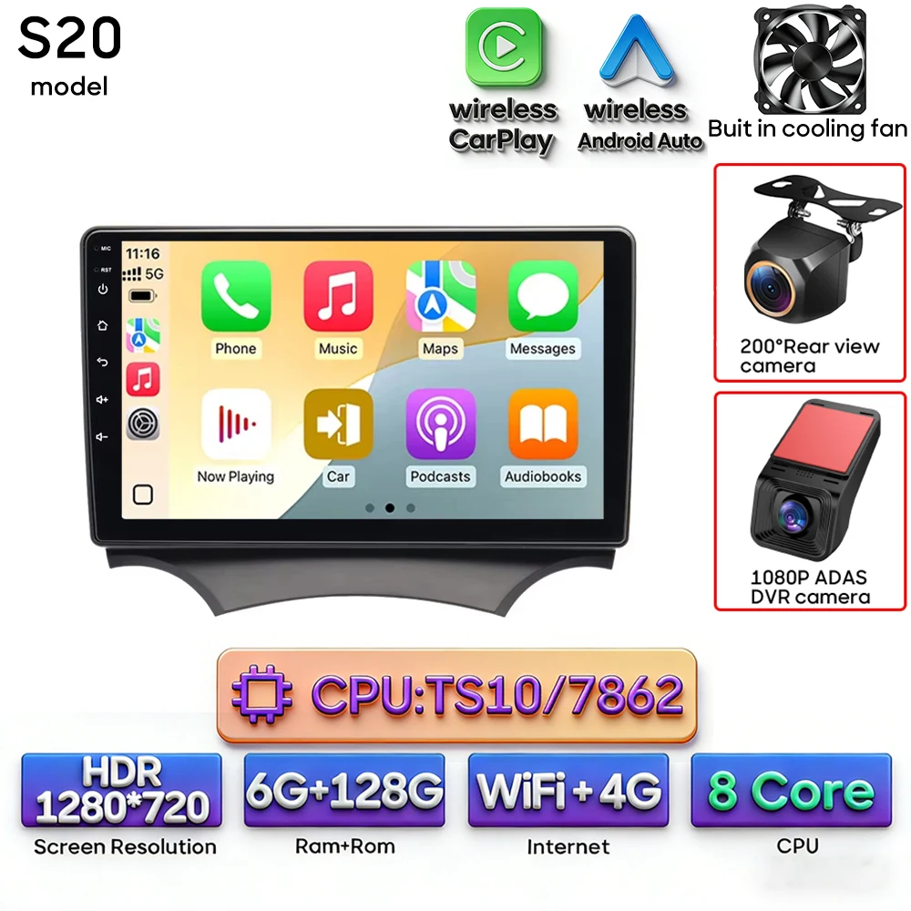 Android 16 voor Ford KA K2 2008 - 2014 Audioscherm Autoradio Videomultimediaspeler Carplay + Android Auto Navigatie GPS 2din