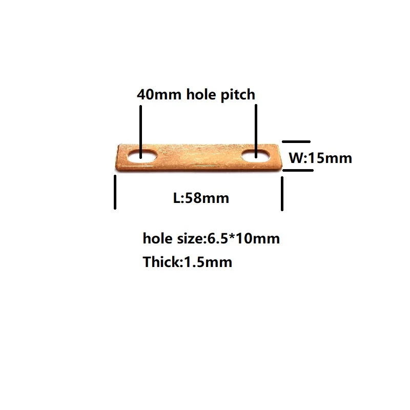 4pcs LiFePO4 Battery Bus Bar Copper 40mm Hole Central Pitch Connector Clip Strap Contact M6 Hole Size For CATL CALB Lishen EVE