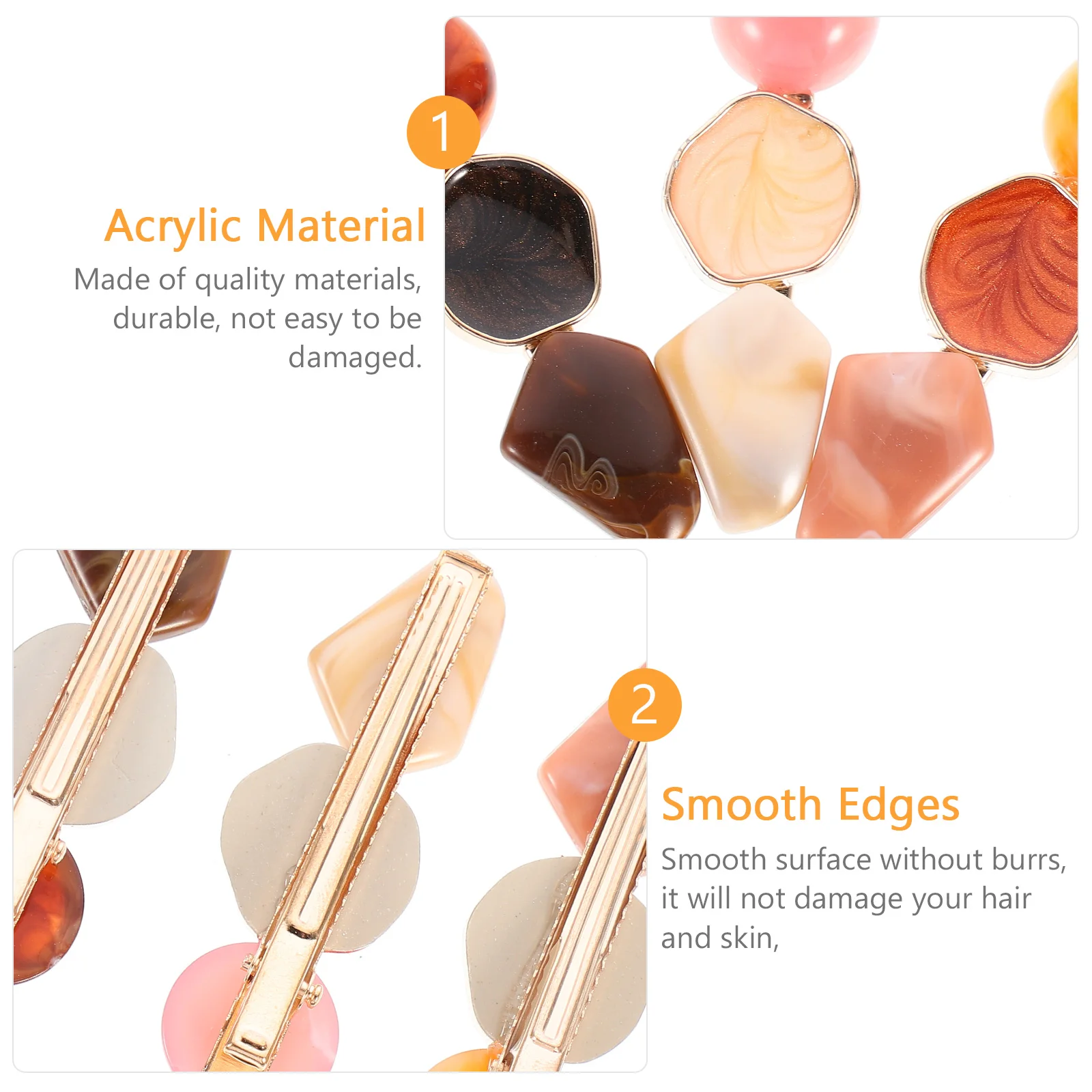 

6pcs Acrylic Duckbill Accessories Marble Hairpin Clip Women Girl Hair Barrette Ponytail Braiding Hairstyles Hair Care Styling