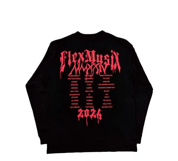 New Men Osamason Flex Musix Red Print T Shirts T-Shirt Long sleeves Hip Hop Skateboard Street Cotton T-Shirts Tee Top E200