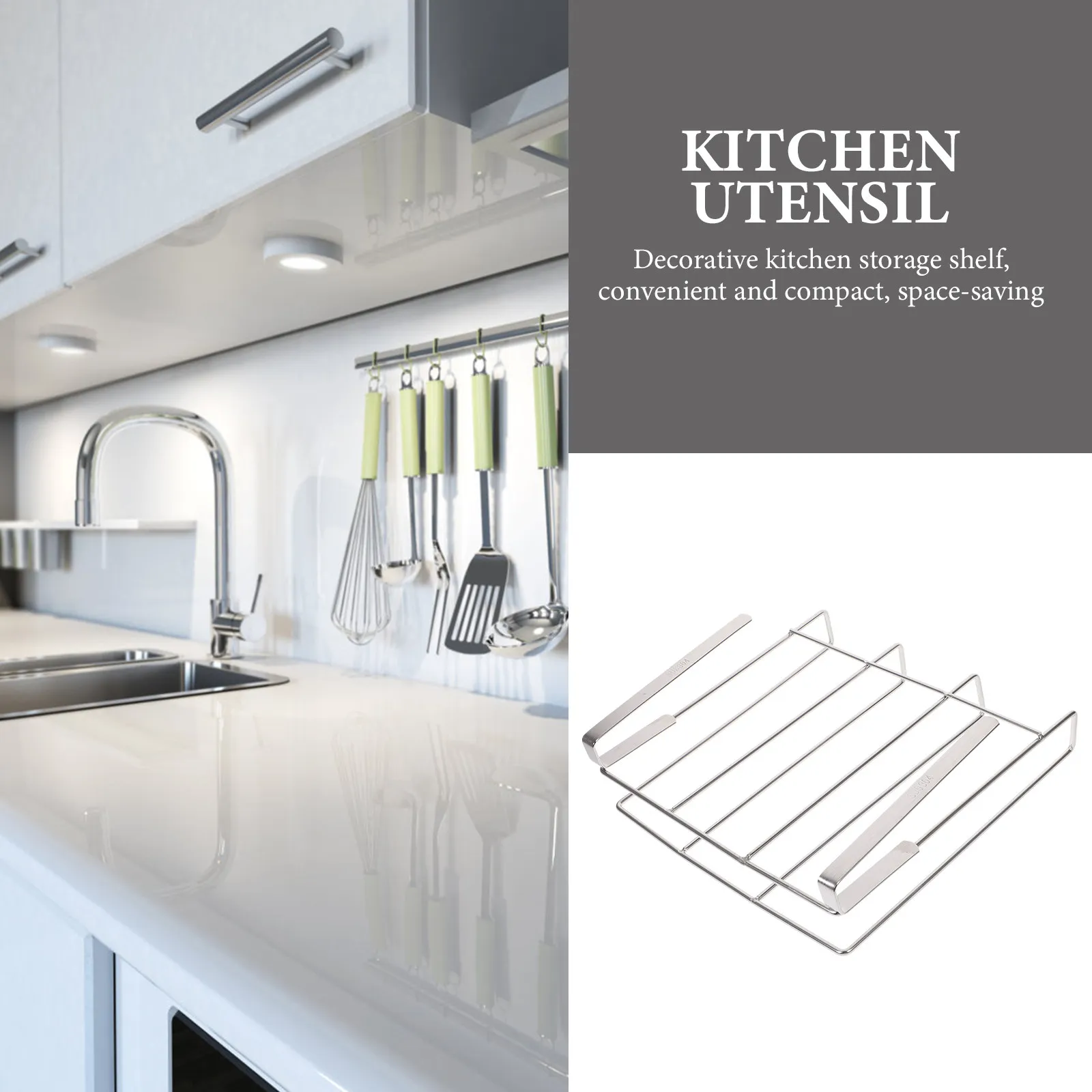 

Chopping Board Holder Under Cabinet Strong Metal Rack for Kitchen Essentials Pot Lids Mugs Flat Hanging Design No Obstruction