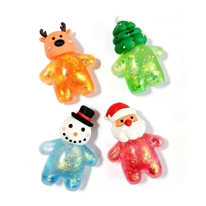 Cartoon Christmas Reduced Pressure Toys Christmas Tree Reindeer Snowman Glitter Soft Toy