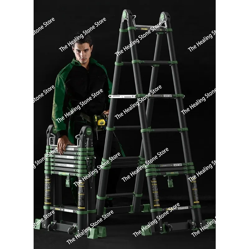 Picture 4: New High-end Telescopic Ladder Thickened Engineering 30 Step Household Ladder Aluminum Alloy Multifunctional Ladder