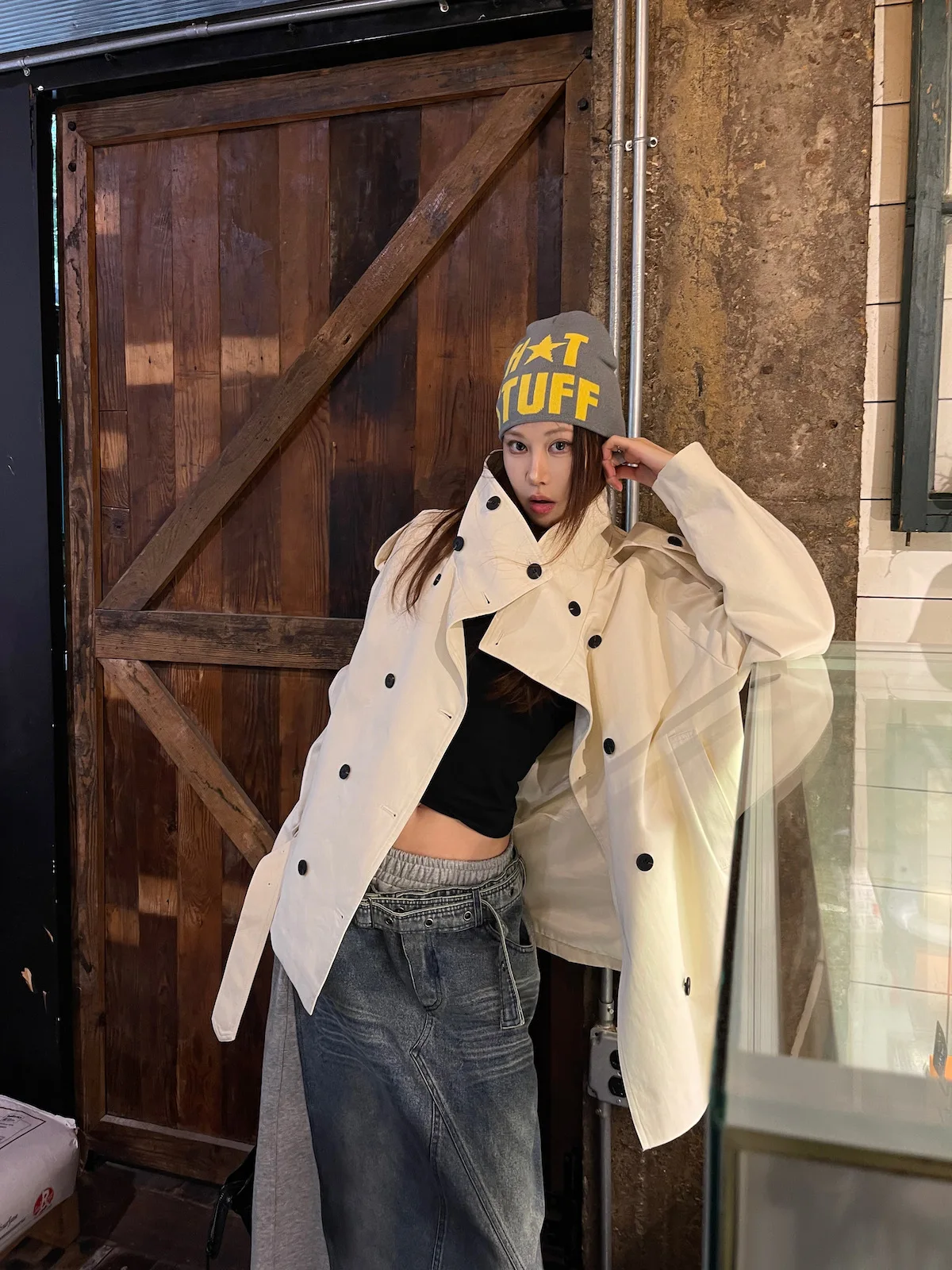 

Женское пальто Sermeet с воротником-стойкой, приталенное, двубортное, в стиле ретро, универсальное, осеннее, 2025, с длинными рукавами, для повседневной носки