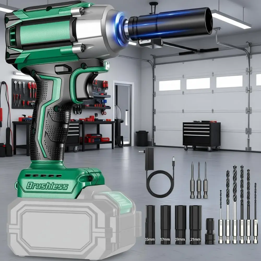 

Ударный гайковерт 1/2 дюйма, беспроводной, 1200 Нм (900 фунтов-футов), 4000 об/мин, набор из 9 предметов: дрель-шуруповерт, 4 насадки для ударной дрели или автомобильных шин, безопасный