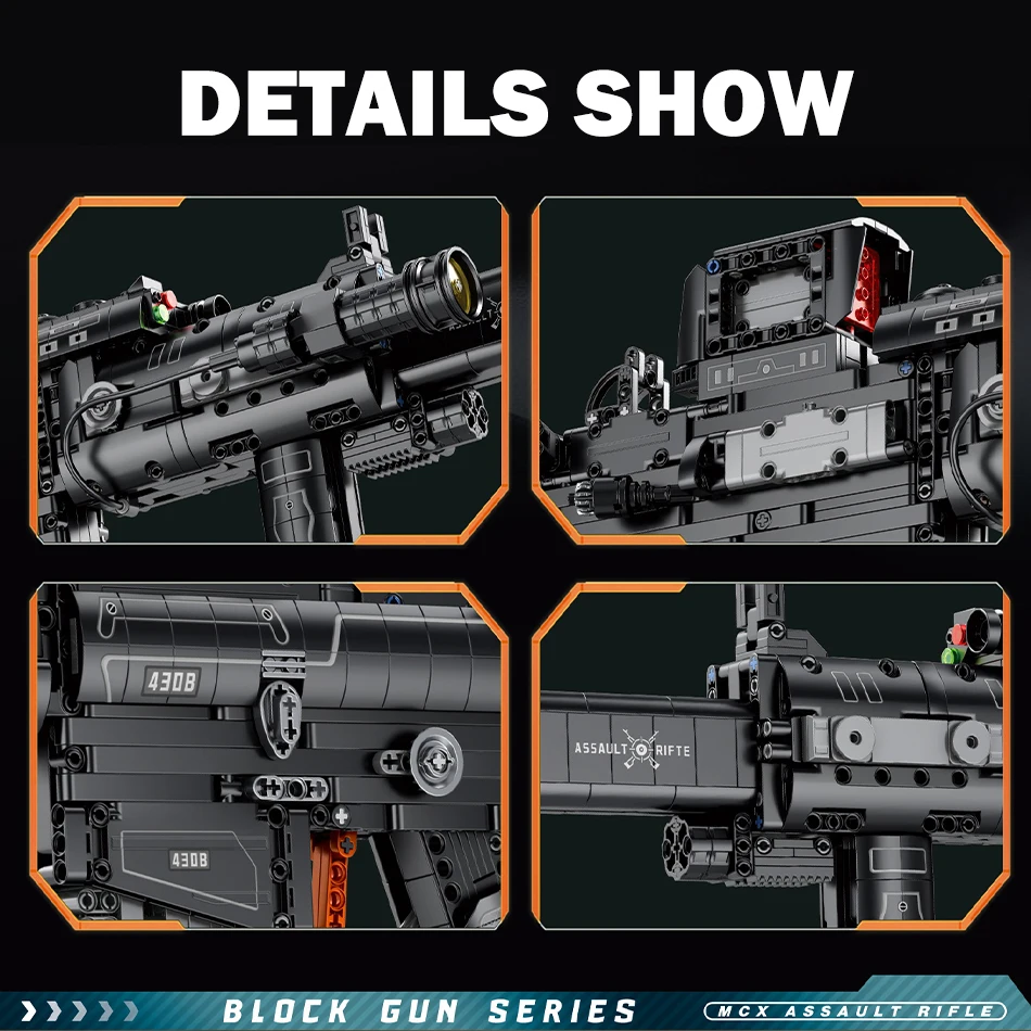 MOC العسكرية سيغ MCX بندقية هجومية بندقية نموذج اللبنات WW2 الجيش أسلحة قابلة للرماية الرصاص الطوب لعب للكبار الاطفال الهدايا #6