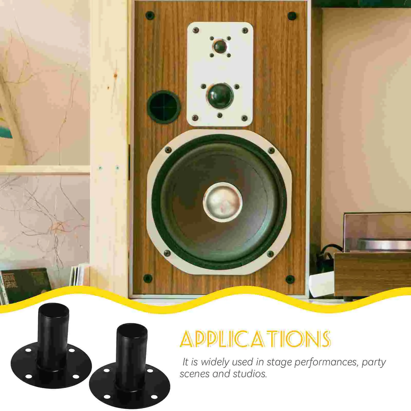 2 Pcs 107x80mm Speaker Base Black Holder Adjustable Stand Heavy Duty Stage Party Studio Monitor Tray Bracket