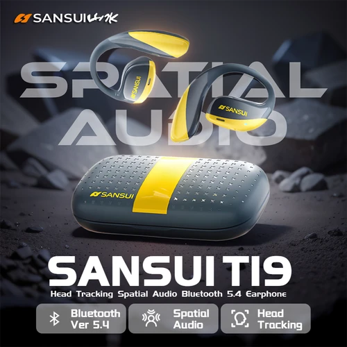 Sansui T19-auriculares Bluetooth 5,4 con oreja abierta, graves profundos, seguimiento de la cabeza, Audio espacial, IPX6, resistentes al agua, deportivos, OWS