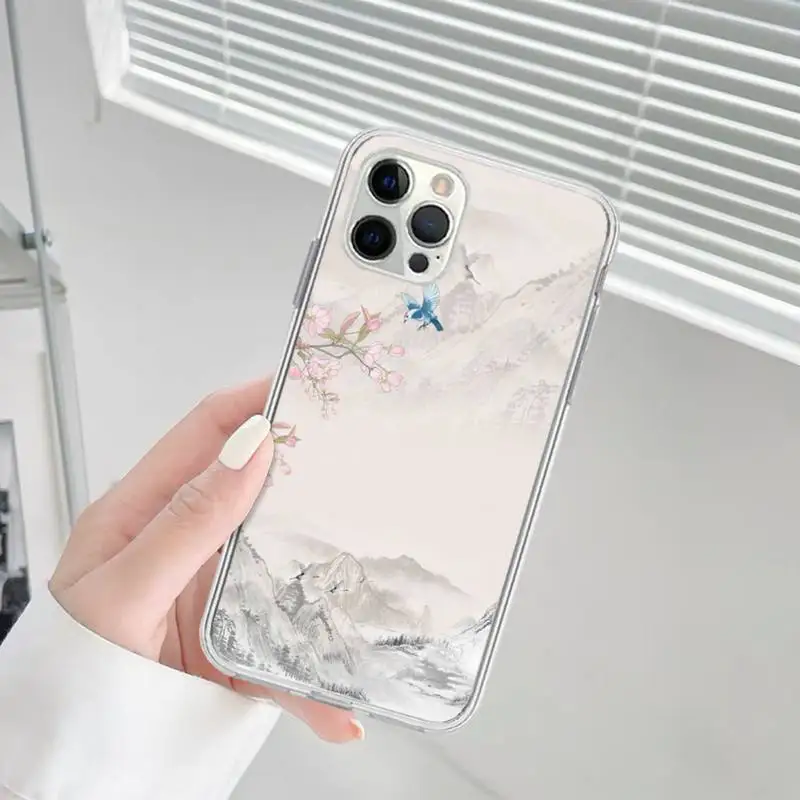 Chinese Style Ink Painting Phone Case for iPhone 11 12 13 Mini Pro Max 8 7 6 6S Plus X 5 S SE 2020 XR XS 10 case image 5