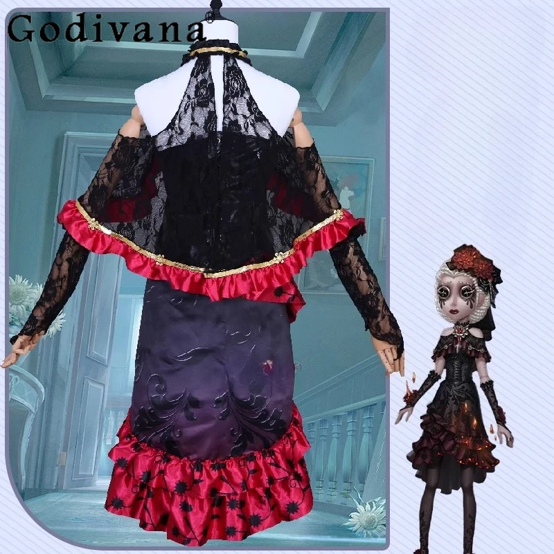 Juego Identity V, conjunto de vestido de Cosplay para mujer, disfraz de médico de Halloween, nuevo vestido femenino, traje de fiesta elegante negro y rojo