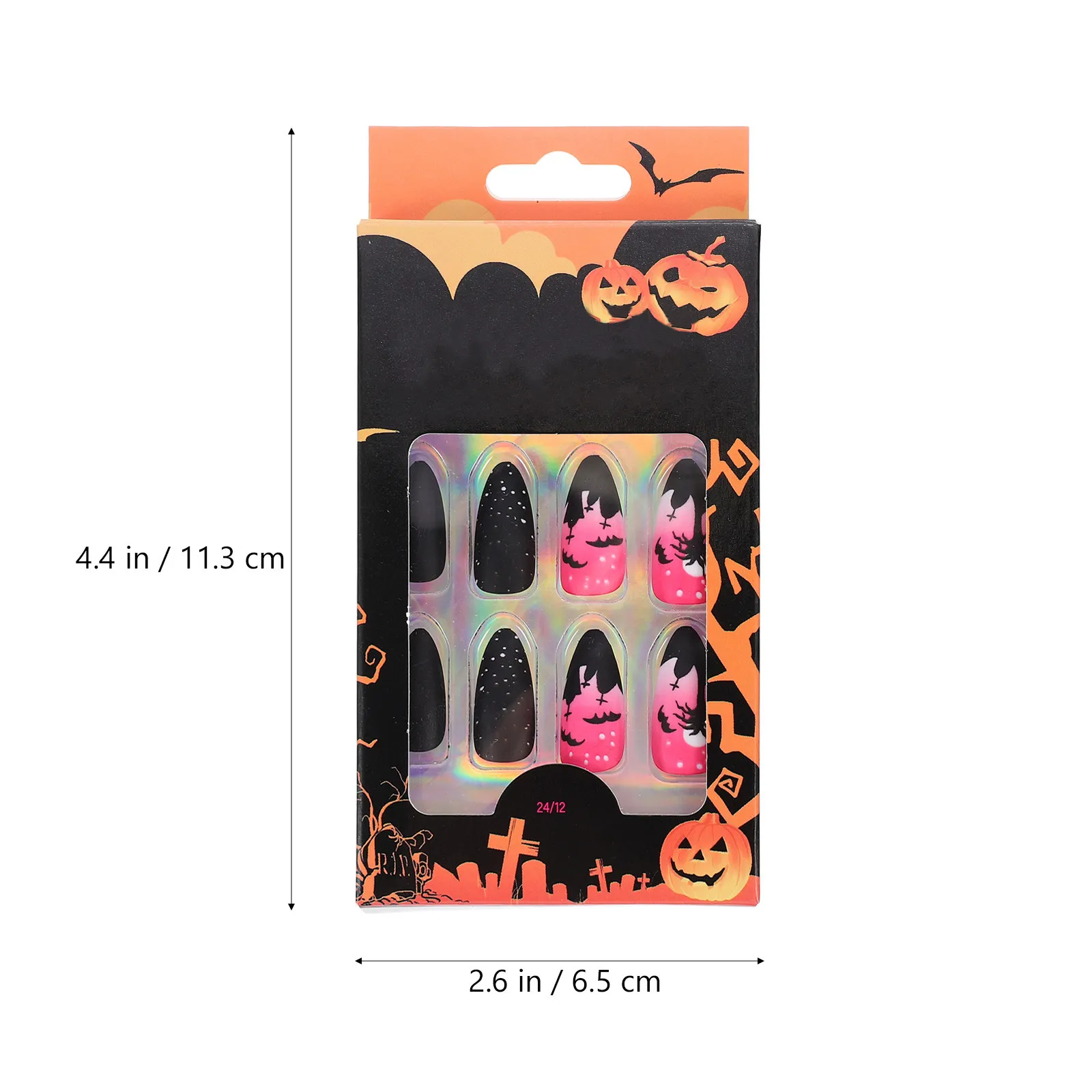 48Pcs Women Fake Nails Full Cover False Nail Tips Made of Quality Material Easy to File Shape for Halloween Party Wedding Wear