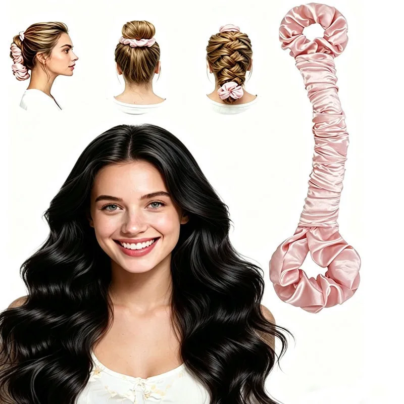 1pc Multifunctional Satin No-Heat Curling Rod And Hair Ring, Seamless Curling Wand with Hair Ring,For Creating Big Waves