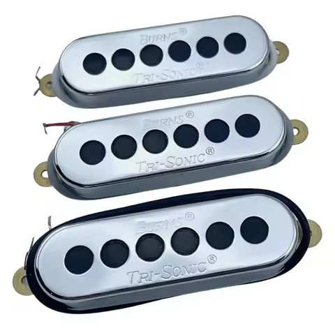 1 Set Genuine Burns Tri-Sonic Single Coil Alnico V Pickups Chrome For Electric Guitar