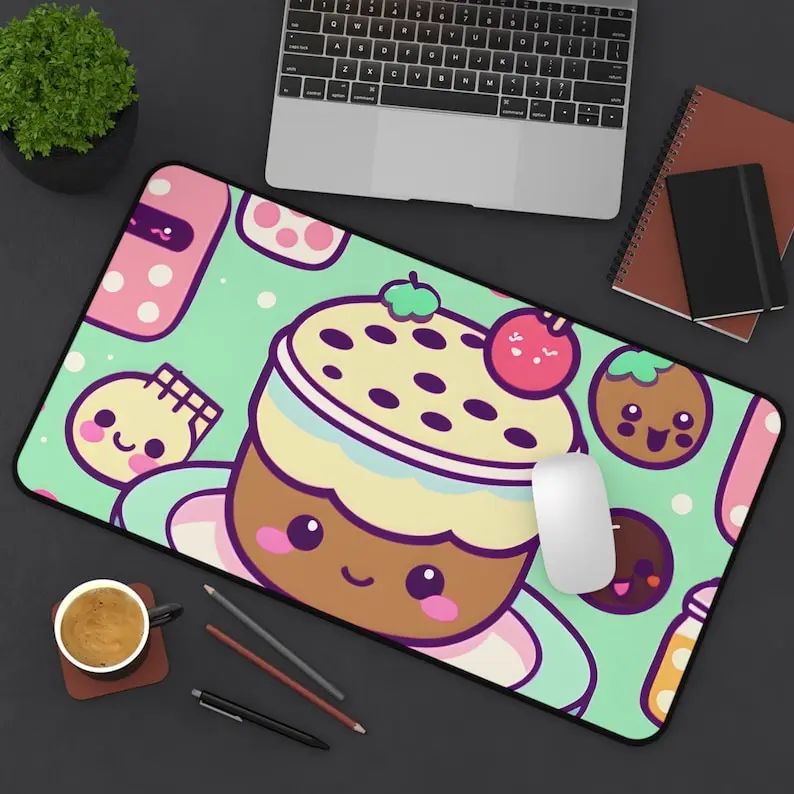 Cute Cake Table Mat, Cute Girly Style Gaming Mouse Pad, Attractive Computer Desk Mat, Non-slip and Durable Gaming Desk Mat