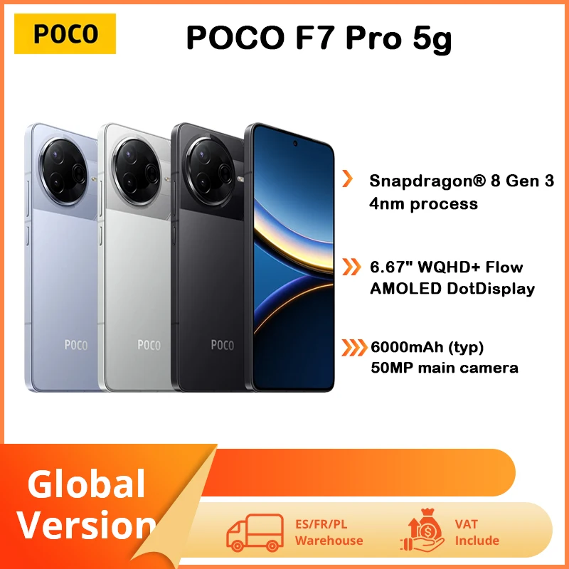 POCO F7 Pro 5G NFC Mondial ® Écran AMOLED 8 3ème génération 120 Hz 2K 90W