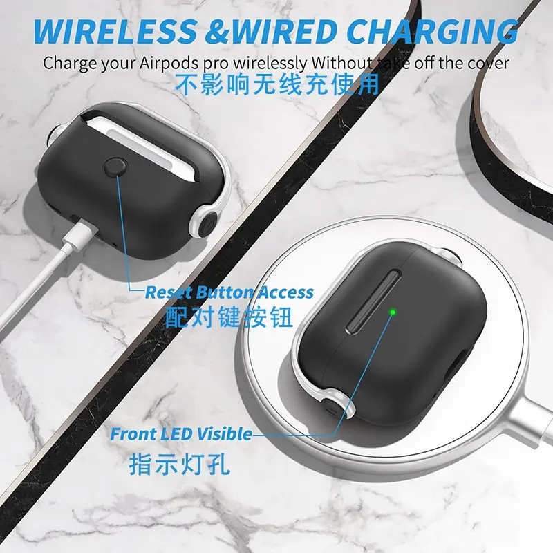 สําหรับ AirPods Pro/Pro 2 กรณีกันกระแทกหูฟังอุปกรณ์เสริมป้องกันนุ่มสําหรับ Apple Airpods 4 รุ่น (สีดําและสีขาว)