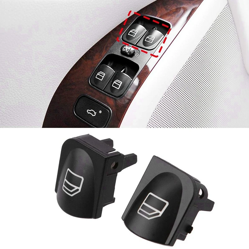 6X Window Switch Button Covers for Mercedes Benz W203 W208 C Clk Class Front Left+Right Window Switch Repair Button Caps