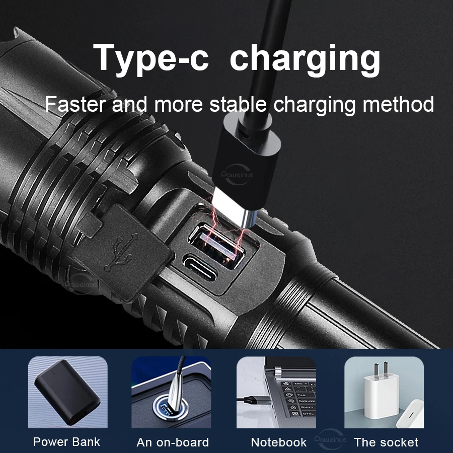 Lanterna LED de Alta Potência 800W Tocha de Longo Alcance 3000M LED Super Poderoso Tática ao Ar Livre Zoomável Lanterna de Mão para Camping