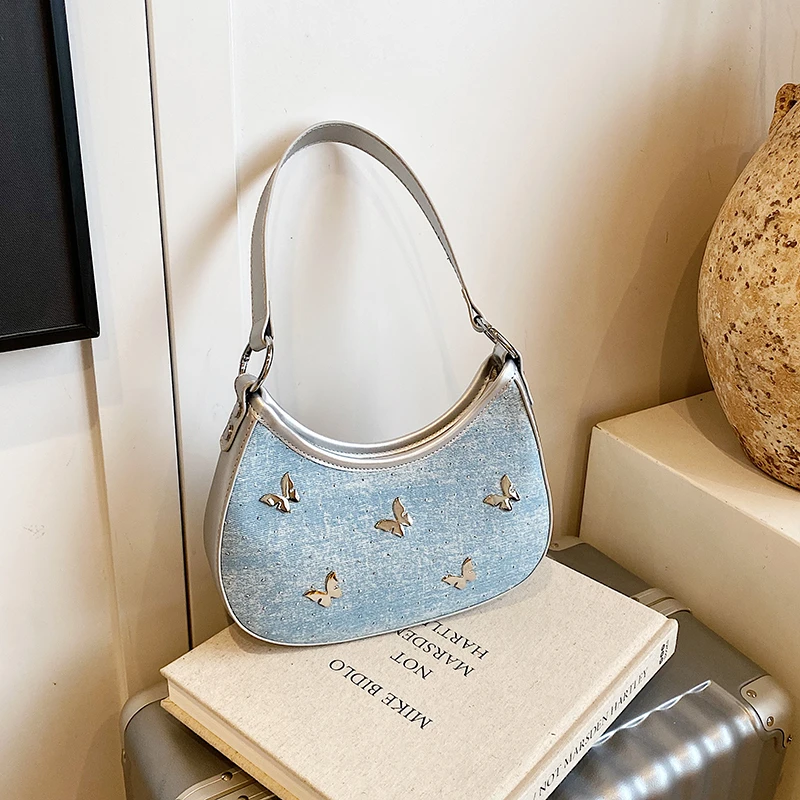 

Джинсовые летние новые сумки через плечо с бантом, изысканные легкие роскошные женские сумки, брендовые высококачественные милые универсальные женские сумки 2023 года