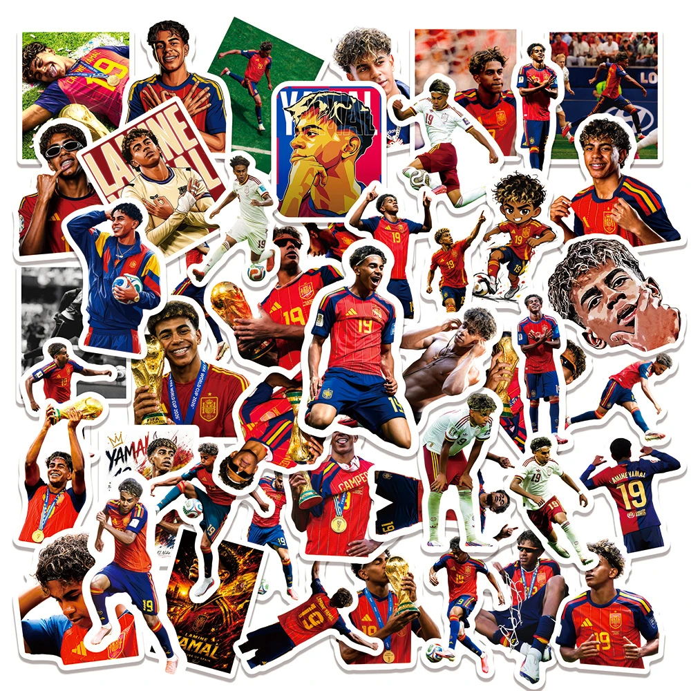 Latest 50PCS Football Star Yamal Stickers Graffiti Stickers DIY Diary Phone Case Handmade Scrapbook Aesthetic Stickers