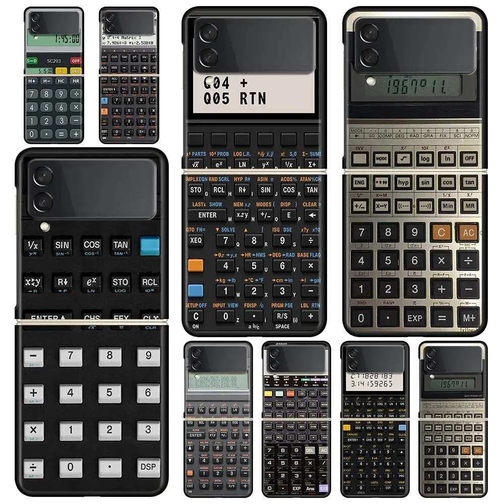 

Phone Case for Samsung Galaxy Z Flip 3 4 5 6 Folding Black Shell Retro Calculator For Samsung Z Flip4 Flip5 PC Hard Cover