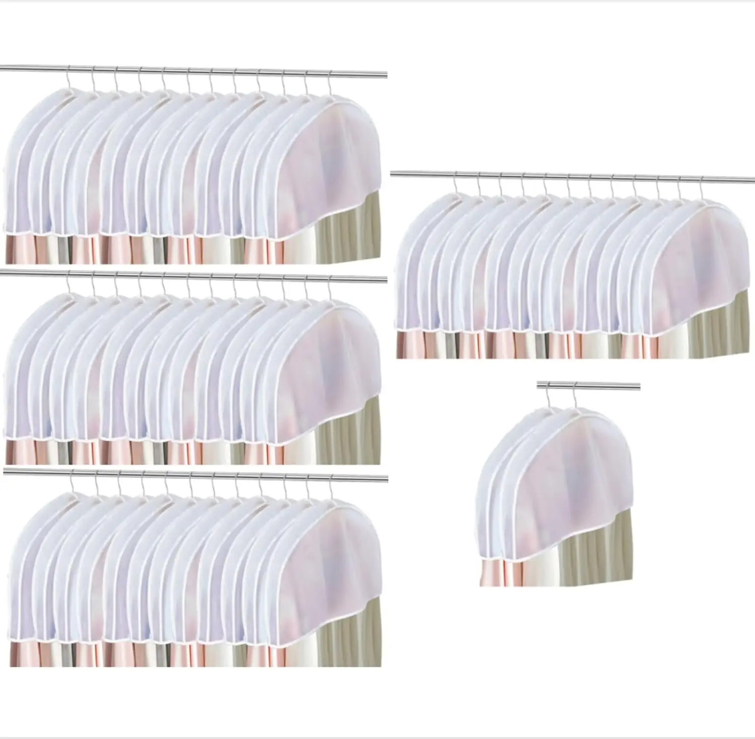 

50pcs Clothes Protectors, Dust Covers for Hanging Clothes in Closet, 24''W x 12''H x 2''D