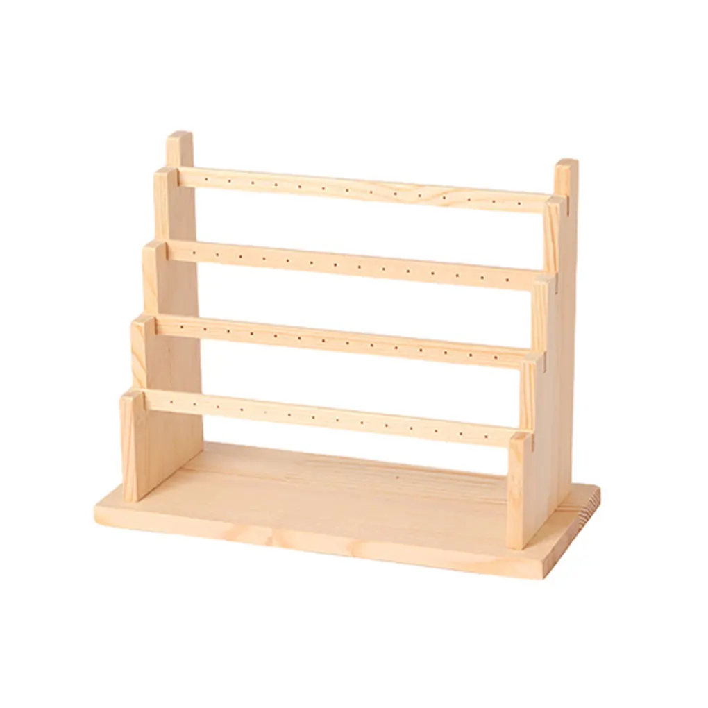 Earring Stand With Fine Stitching Non-shedding Wide Display Space Studs Wood Made Earring Holder
