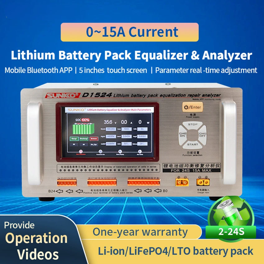 SUNKKO D1524 15A equalizzatore batteria al litio ad alta corrente differenza di pressione riparazione bilanciatore equalizzatore batteria manutenzione auto