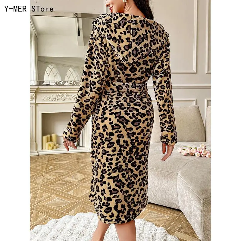 Winter Thick Fleece Lined Flannel Couple Bathrobe, Extra Long Women Robe Warm Home Loungewear Sleepwear