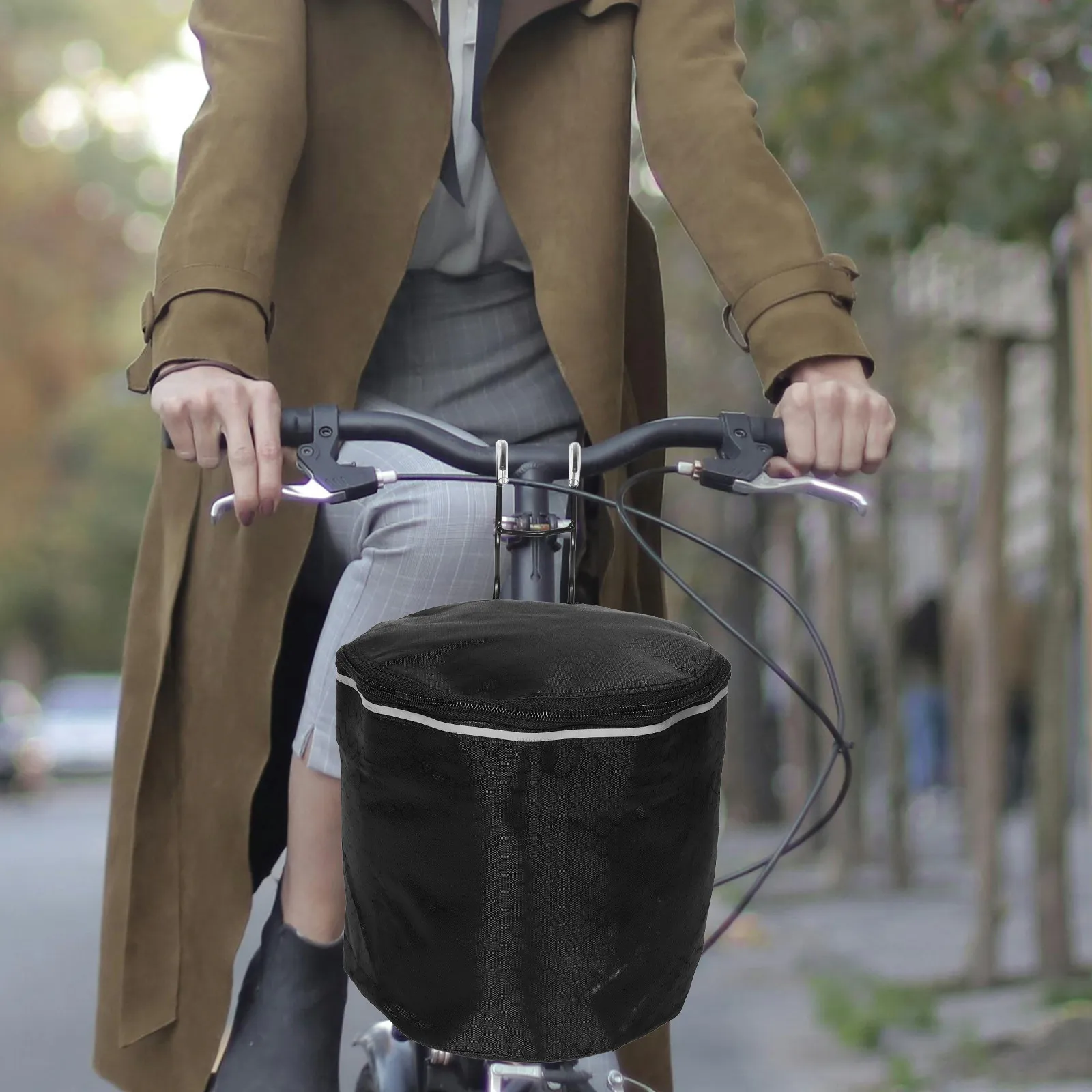 

Foldable Detachable Canvas Bicycle Basket Front Bike Storage Container Multi-Use for Electric Mountain Bike Cycling Accessories