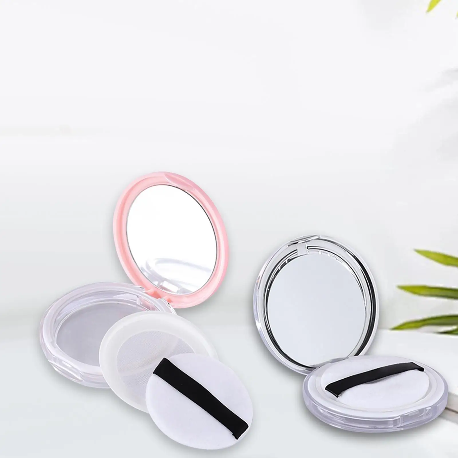 Mini Size Loose Powder Compact Case with Puff Mirror and Sifter Empty Cosmetic Box for Travel Woman