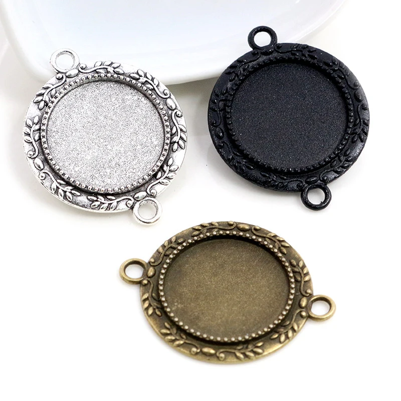 10 sztuk 20mm rozmiar wewnętrzny antyczne srebro pozłacane brąz czarny w stylu klasycznym Cabochon baza ustawienie Charms wisiorek