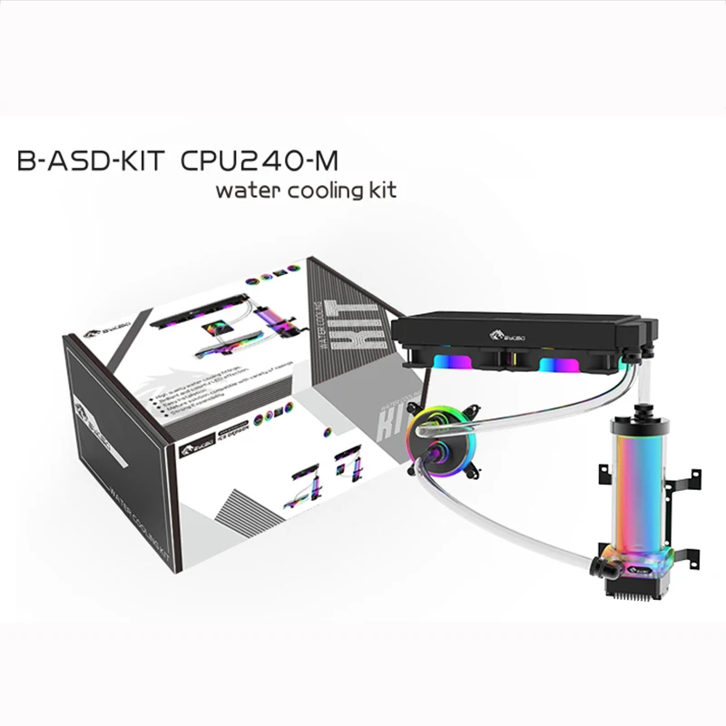 BYKSKI Zestaw chłodnicy wodnej Zestaw węży Zestaw rurek GPU CPU Blok wodny Pompa wodna 240 mm Chłodnica 120 mm Wentylator Komputerowy system chłodnicy
