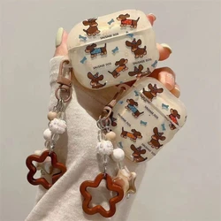 Korean Cute Dachshund Headphones Case For AirPods 1 2 3 4 With Star Bead Pendant Protective Shell Soft Cover For AirPods Pro 2