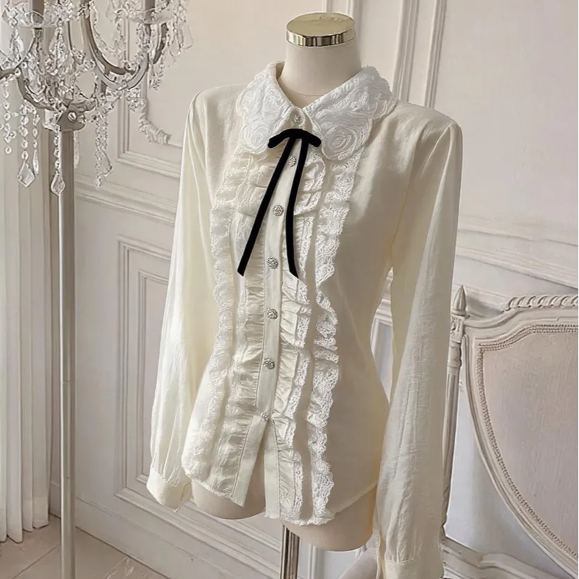 Korean Style Sweet Elegant Long Sleeve Collared Shirt Versatile Chic Design Autumn New Arrival Women's Fashion Top Blouse