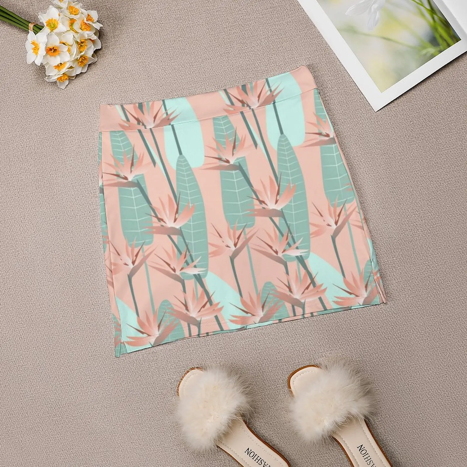 Rok Wanita Bird Of Heaven-Mint dengan Rok Tenis Saku Tersembunyi Rok Golf Rok Bulu Tangkis Rok Lari Mint