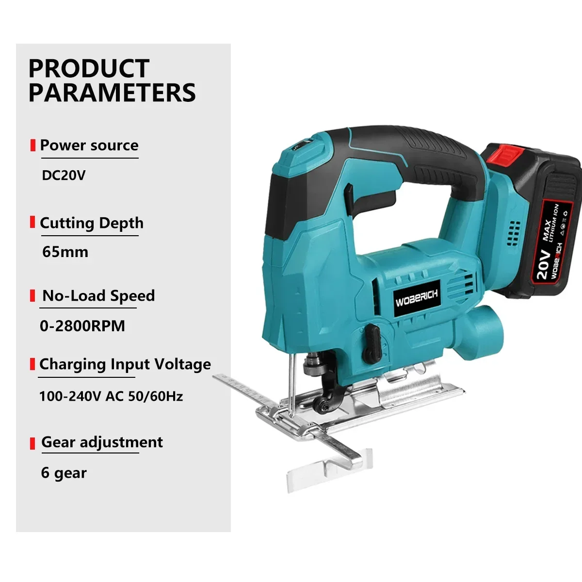 Cordless 65mm Quick Blade Changed Cordless JigSaws Battery Jig Saw Electric Tool Jig saws 18V Lithium Battery Powered Powerful