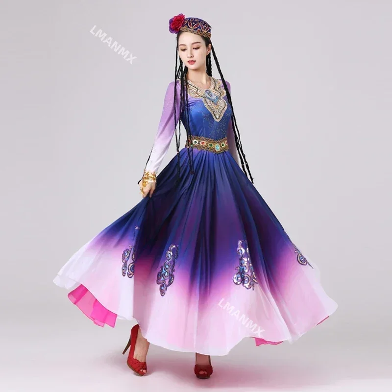 신장 무용 의상 우이족 스커트 민속 무대 공연 Kao dancesport 오프닝