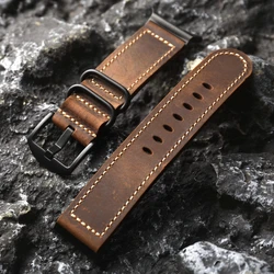 Handmade Head Layer Cowhide Strap Suitable For Galaxy Watch 7 Ultra  47MM  44MM  Leather Strap Retro Brown Men Thickened Brand