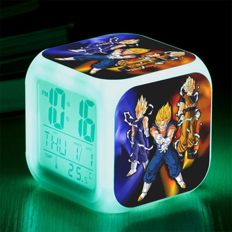 Bandai Anime Dragon Ball Figure Digital Clocks Son Goku Gohan Vegeta Majin Buu Broli Bulma Trunks Alarm Clock Kids Toys Doll