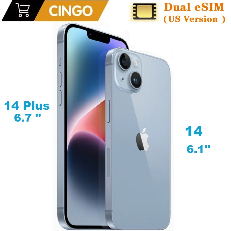 هاتف Apple iPhone 14 / 14 Plus الجديد بنسبة 95% مزود بذاكرة وصول عشوائي 6 جيجابايت وذاكرة قراءة فقط 128 جيجابايت / 256 جيجابايت وذاكرة الوجه المزدوج eSIM OLED وID الوجه NFC A15 5G iphone 14 14 plus #1