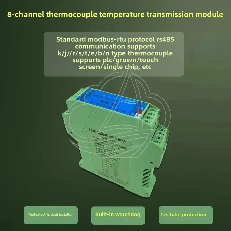 DIN Rail 8CH Temperature Acquisition Module Opto-isolated RS485 Signal Transmitter