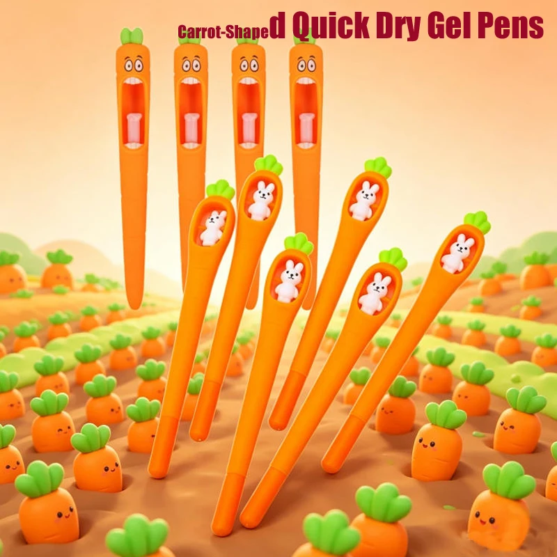 

Very Cute Funny Carrot Press Type Black Quick Dry Gel Pen High Value Creative Stress Relief Writing Tool for Study Office School