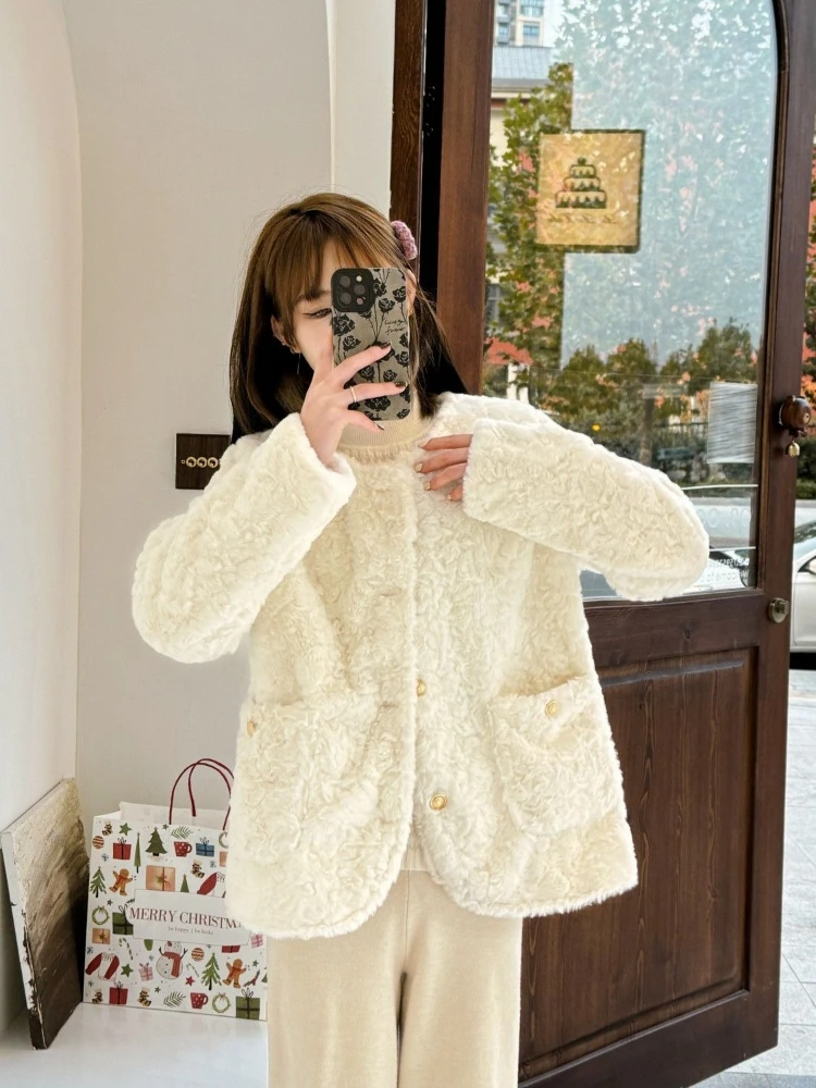 

Women's 2025 New Winter Faux Mink Coat Thickened Padded Single Breasted Overcoat Korean Style Warm Faux Fur Jacket Eco Friendly