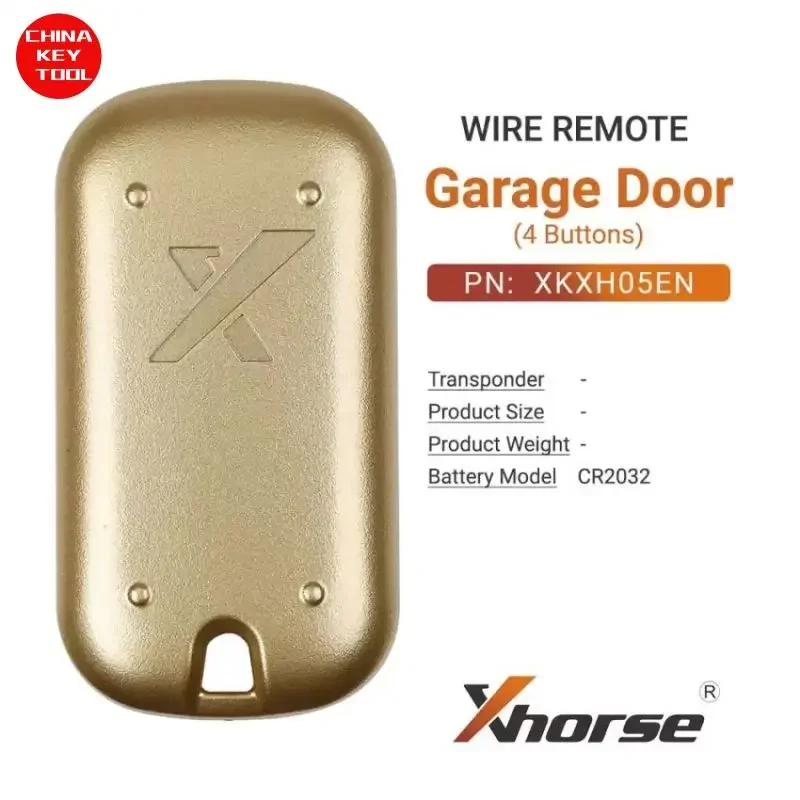 1PCS Xhorse Universal Wired Remote Key Garage Door 4 Buttons Golden Color XKXH05EN