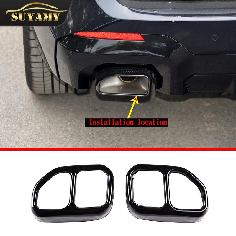 

Stainless Steel Black Car Exhaust Pipe Cover For BMW X3 X4 G01 G02 2022 Automobiles Tail Throat Decorative Frame Car Accessories