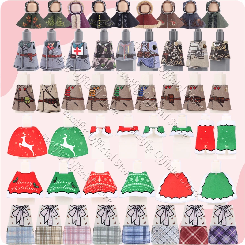 Weihnachten WW2 Militär Deutsche Soldaten Umhang Figuren Zubehör Bausteine Tarnmantel Schulterpanzer Rock Bausteine Spielzeug
