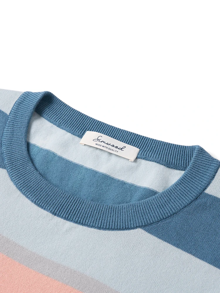 

Свободная посадка, круглая трикотажная полосатая футболка Ne ort Sve, мужская повседневная хлопковая нейлоновая летняя круглая футболка-пуловер