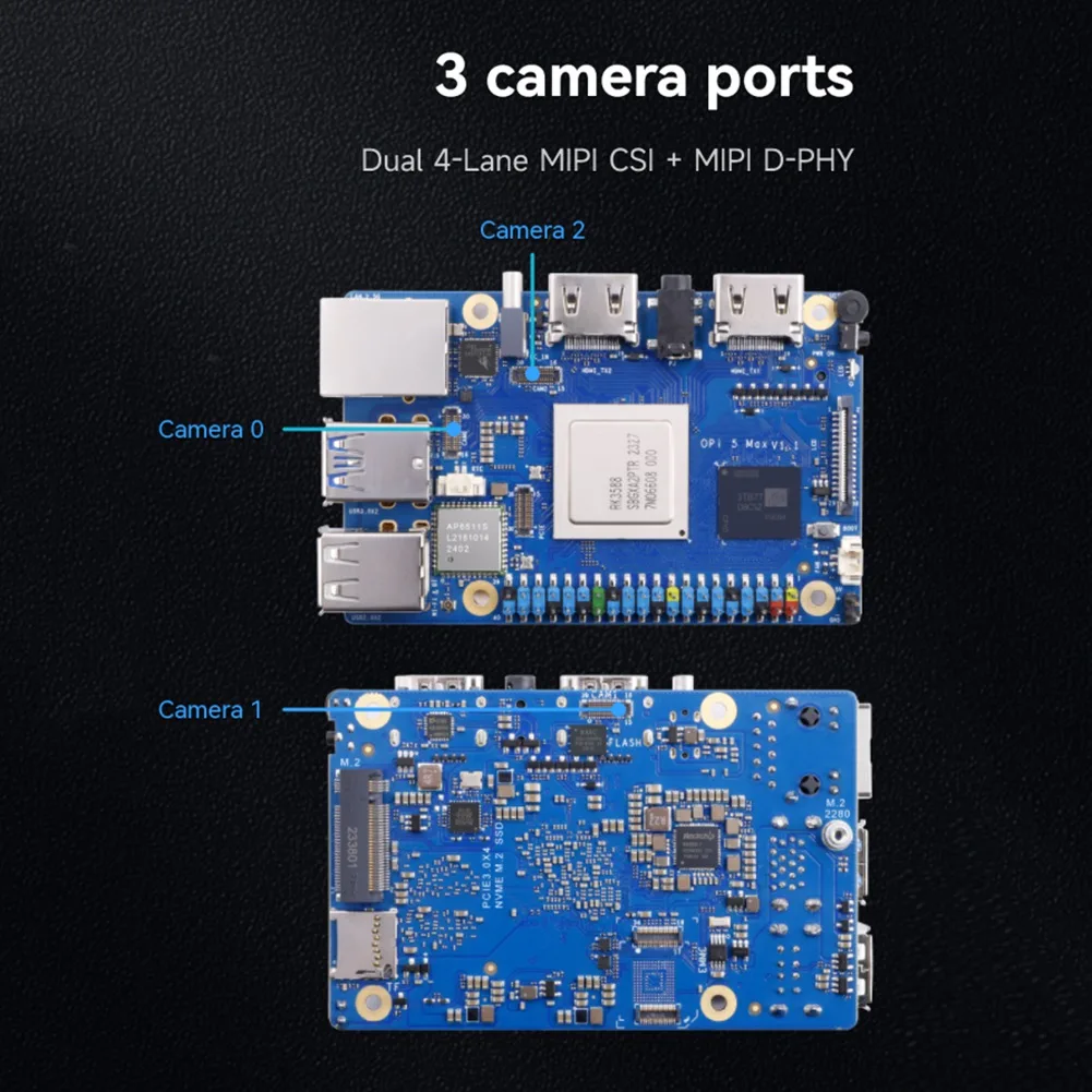 

New!For Orange Pi 5 Max 8GB RAM LPDDR5 RK3588 Development Board M.2 PCIE 2.5G LAN Wifi+BT For Orangepi 5 MAX Single Board